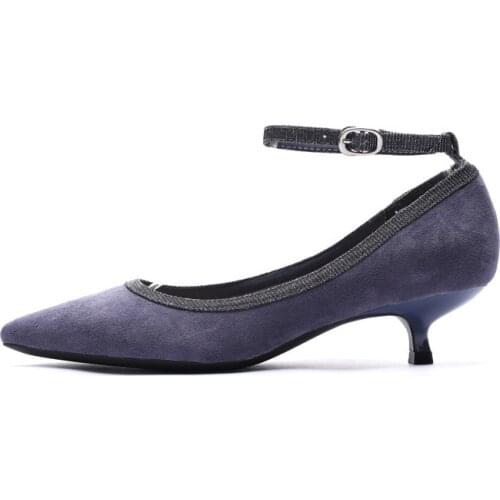 Spring Shoes Woman pumps High Heels Shoes Flock Sequin Shallow 3.5CM Thin Heels Pointed Toe comfort Office Wedding Dress Shoes