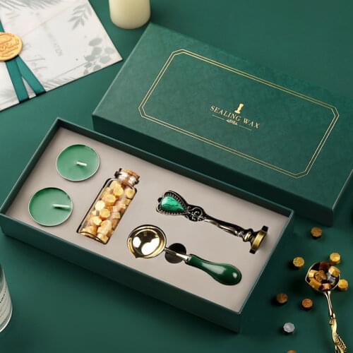 Vintage Sealing Wax Tablet Beads Candle Detachable Spoon Stamp Set with Storage Box Kit DIY Envelope Invitation Craft