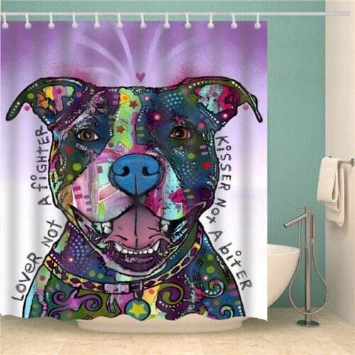 Cartoon Dog Shower Curtain Colorful Lovely Kids Bathroom Decor Waterproof Polyester Washable Curtains with hooks 70x70 inch