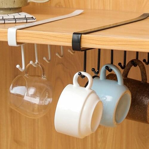 Iron 6 Hooks Traceless Nail Free Hooks For The Kitchen On A Chest Save Space Universal Hook Kitchenware Cup Holder Storage Goods