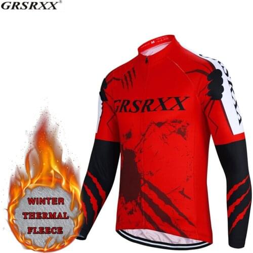 GRSRXX Winter Cycling Jersey Bicycle Team Cycling Bicycle Racing Long Sleeve Shirt Bike Pro MTB Anti-UV Cycling Shirts for Men