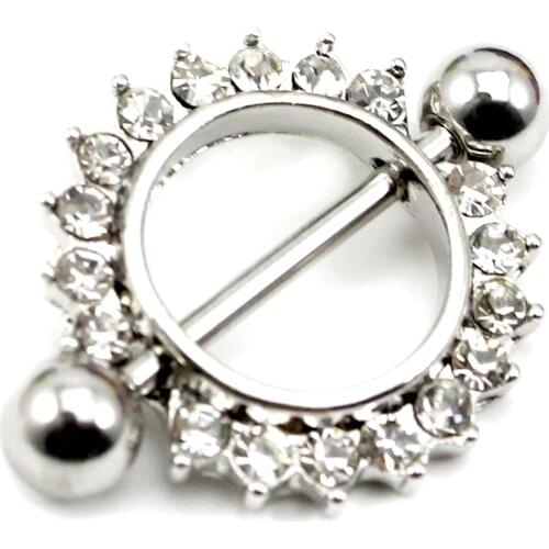 1 Pcs Amazing Stainless Steel Love Nipple Shield Bar Ring Body Piercing Clear Crystal Sunflower
