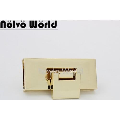 10-30sets 60*25mm light gold rectangle shape new arrive flip lock for woman chain purse printed metal lock bag hardware
