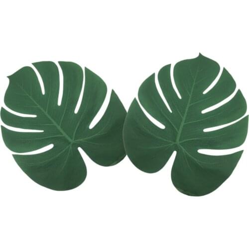 12pcs Tropical Palm Leaves Plant Imitation Leaf-Hawaiian/ Luau/Tiki Aloha Jungle Beach Birthday Table Decorations
