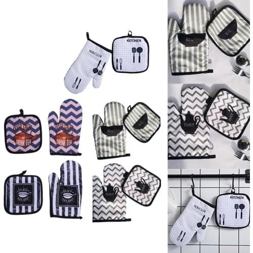 2pc/set Oven Gloves Pot Holders Sets Microwave Baking BBQ Glove Cotton Cute Oven Mitts Potholders Kitchen Cooking Tools Mitten