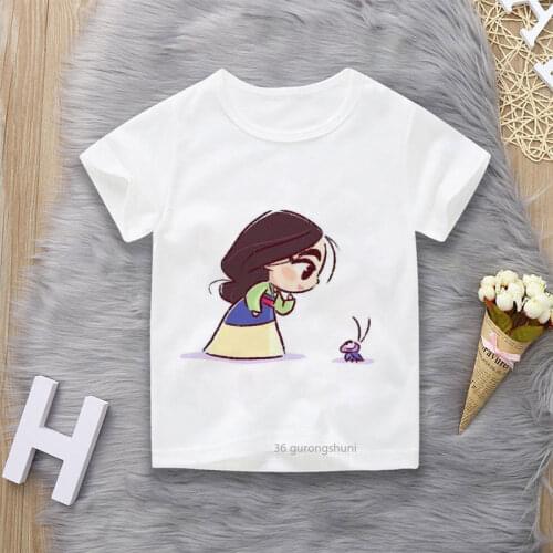 2021 Unisex Summer Childrens Clothing Princess Cute Cartoon Boy and Girl T-shirt Aesthetics Fun Kid Top Crew Neck White