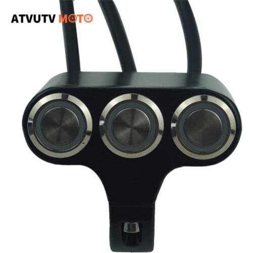 3 Function 7/8' 22mm Motorcycle Handlebar Switch Horn Headlight Hazard Brake Fog Light ON/OFF Start Kill Switch with LED Light