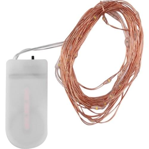 4M 40 LEDs Button Battery Operated LED Copper Wire String Fairy Lights With Milky White Battery Case for Christmas Party