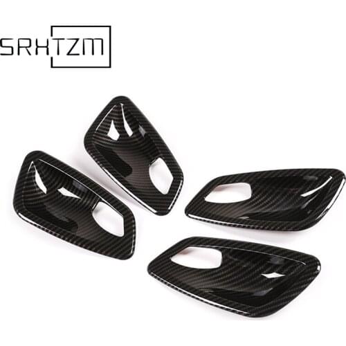 4Pcs Carbon Fiber Texture Interior Door Handle Bowl Trim Cover Fit for BMW E90 3 Series 2005 2006 2007 2008 2009 2010 2011 2012