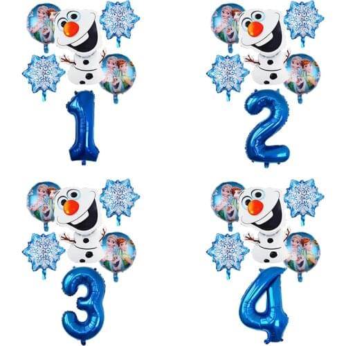 6pcs Frozen Party Balloons Snowman 32inch Number Balloon Set Adult Kids Birthday Party Decoration Baby Shower Balloons Globos