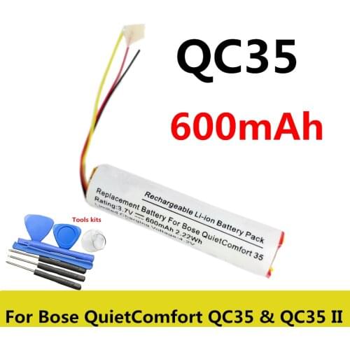 New Battery For Bose QuietComfort QC35 & QC35 II Accumulator 600mAh Li-Polymer Replacement Batterie 3-wire+tools