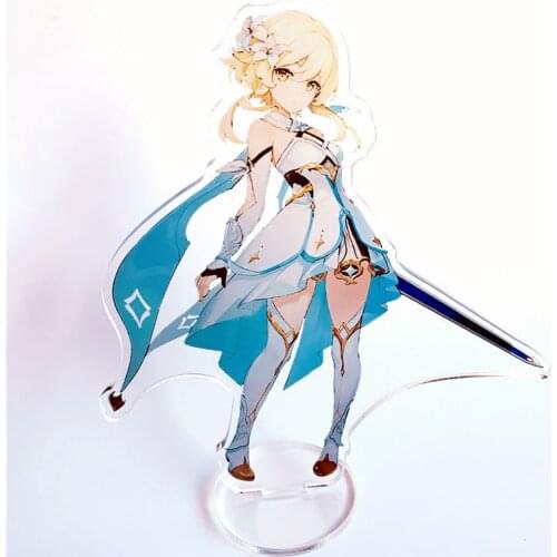 Anime Figure Genshin Impact Diluc Venti Klee Keqing Qiqi Acrylic Stand Model Plate Desk Decor Standing Sign Keychain Fans Gifts