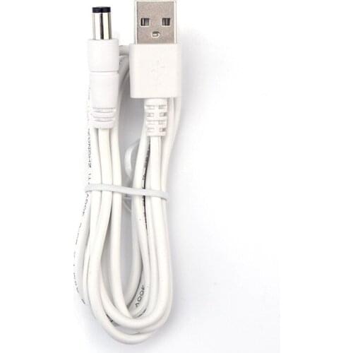 White Environment friendly DC5.5 USB transferred to DC charger Wire 1Meter DC5521 Power Cord