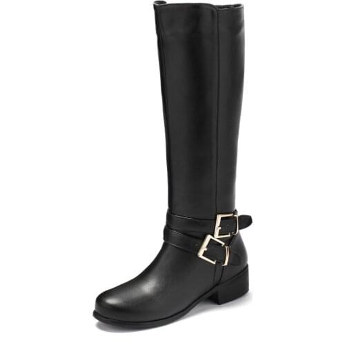 Big Size 9 10 11-13 boots women woman winter boots women women shoes botas Side zipper with belt buckle