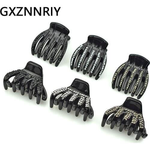 Black Hair Claw Clips for Women Accessories Girls Rhinestone Crab Hairclip Korean Style Female Plastic Claws Clip Headwear Gifts