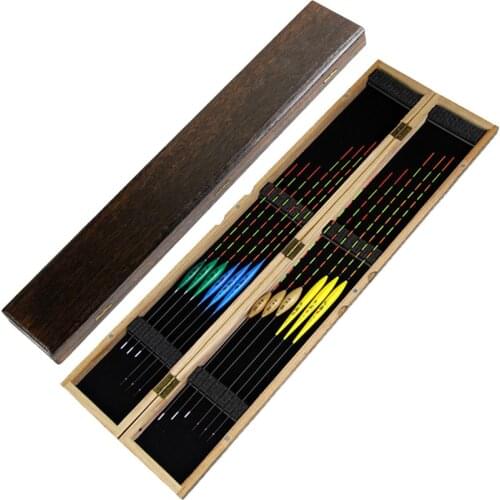 55x9x3CM Paulownia Wood Pontoon Storage Box with 12 Pieces of Balsa Fishing Pontoon Carp Fishing Tackle Buoy Fishing Supplies