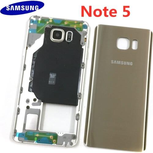 For Samsung Galaxy Note 5 N920 N920F Housing Metal Middle Frame+Glass Battery Back Cover+Back Sticker(NOTE 5 All versions)