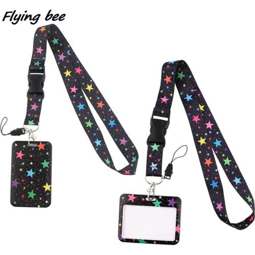 Flyingbee X1992 Colorful Star Neck Strap Buckle Lanyard For Keys ID Card Gym Phone Straps USB Badge Holder DIY Lariat Lanyard