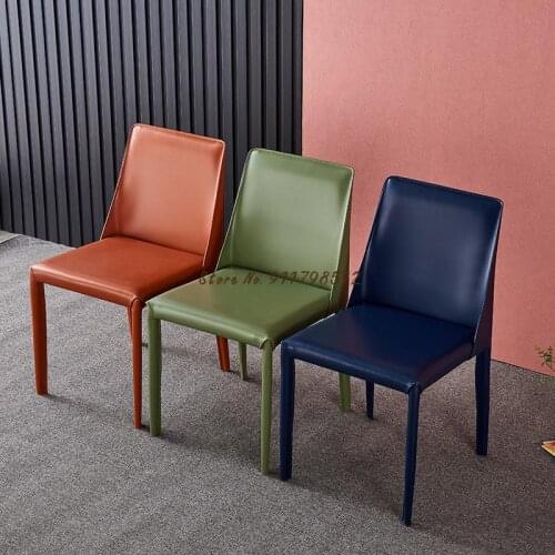 Leather Chair Modern Simple Desk Chair Makeup Chair Nordic Chair Back Chair Saddle Chair Light Luxury Dining Chair Household Sto