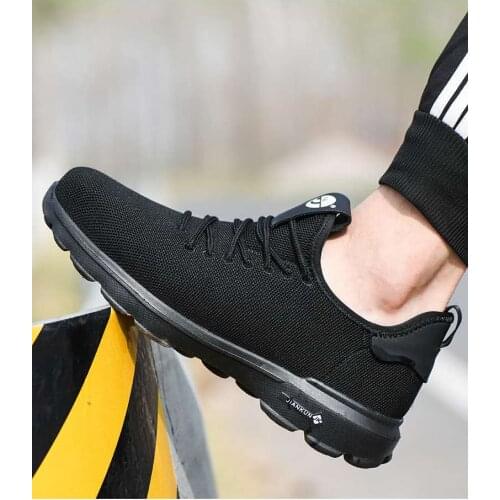 R-Win Safety Trainers Men Women Steel Toe Cap Black Lightweight Work Shoes Hiking Boots Protective Safety Shoes