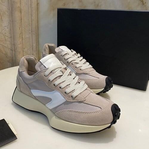 WitheredCasual Vulcanized Women Shoes Women England Vintage Genuine Leather Patchwork Thick Sole Shoes Sneakers