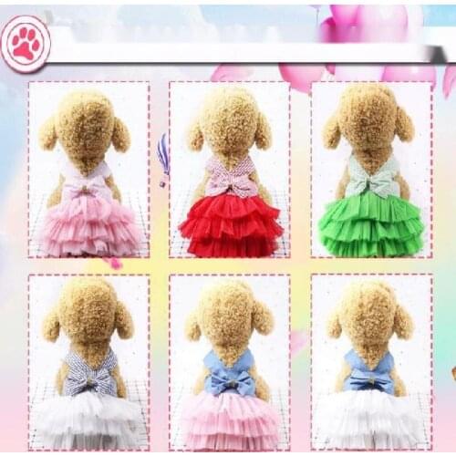 Summer Dog Lace Tullle Dress Pet Dog Clothes For Small Dog Party Birthday Wedding Bowknot Dress Puppy Costume Spring Pet Clothes