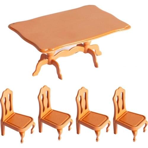 Dollhouse Mini Cute Plastic Furniture Model Miniature Table Chair Set Home Decor