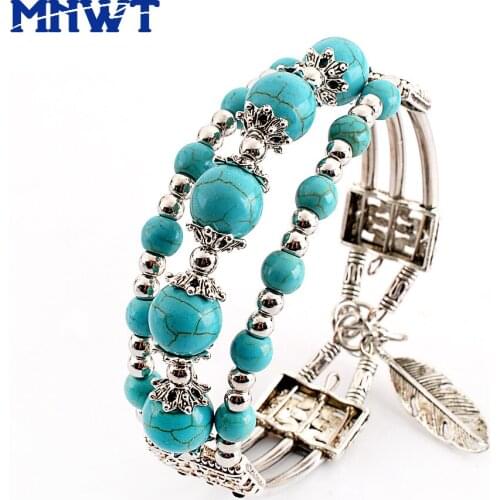 MNWT Classic Natural Stone Blue Beaded Bracelets for Women Bohemian Style Charm Lady Jewelry Best Friend Hot popular Gift