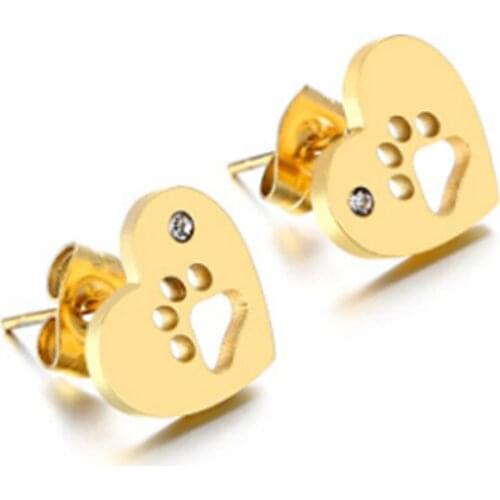 Gold Color fashion Earring Jewelry For Women Men heart shape lover Earrings stainless steel
