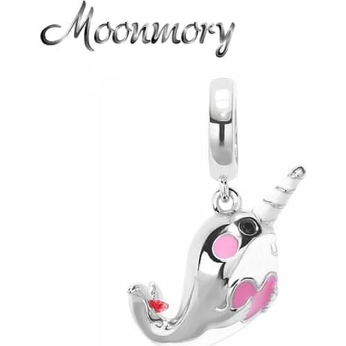 Moonmory 100% 925 Original Silver Little Dolphin Charms Fit Brand Bracelet Beads For Girls Christmas Gifts 2021 Pop DIY Jewelry