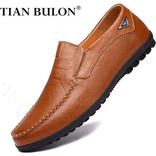 Genuine Leather Men Casual Shoes Luxury Brand Mens Loafers Moccasins Breathable Slip on Italian Driving Shoes Plus Size 37-47