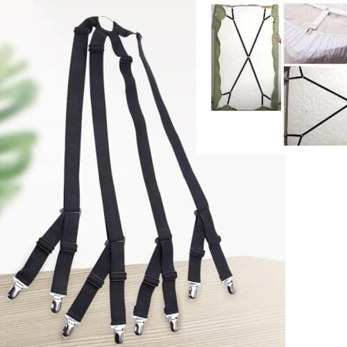 1 Set of Elastic Eight-clip Bed Sheet Buckle Cross-adjustable Bed Sheet Sling Holder Fixing Clip Quick Cutting Kit Creative 2021