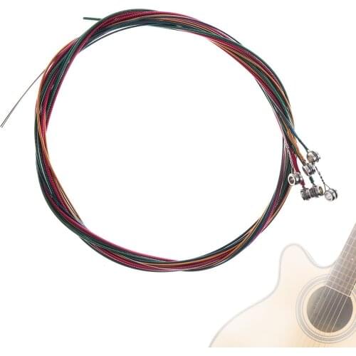 6pcs/set Universal Rainbow Colorful Steel Guitar Strings Set Replacement Part for Acoustic Folk Classic Guitar