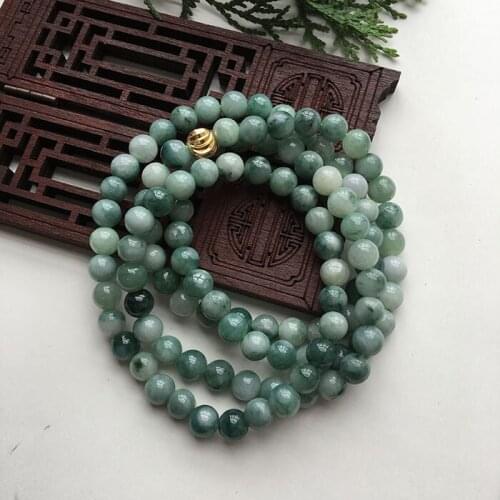 Natural jade bracelet or necklace 108 7mm floating blue flower men and women fashion jade beads eb2954