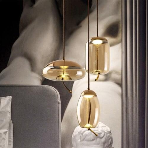 Nordic Glass Ball Pendant Lights Modern Gold Hang Lamp Home Loft Decor Light Fixtures for Cafe Dining Room Kitchen Bedroom Lamp