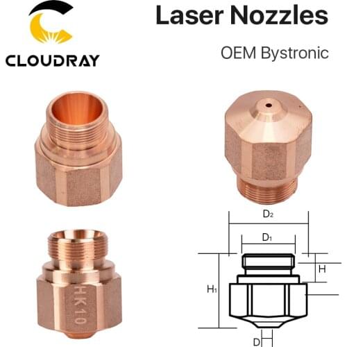 Cloudray OEM Bystronic Laser Nozzle M10 H17 D13 NK HK H K Series 0.8-4.0mm Caliber for Bystronic Fiber Laser Cutting Head