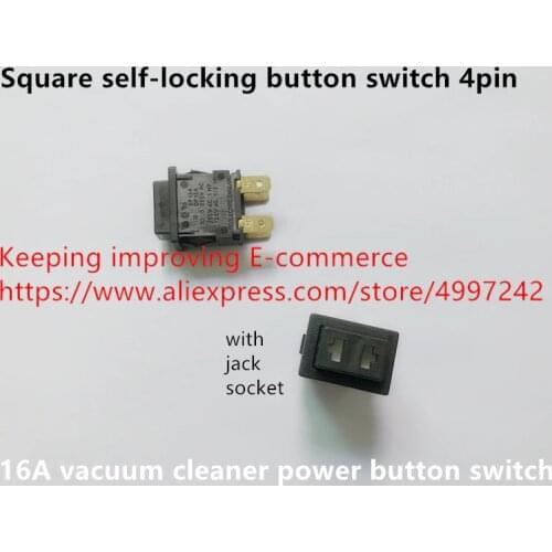 Original new 100% 1123 1133 series square self-locking button switch 4pin 16A vacuum cleaner power button switch