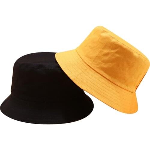 Unisex Reversible Foldable Bucket Hat Men Cotton Solid Panama Fishing Fisherman Cap Flat Top Sun Prevent Hats Hip Hop Chapeau