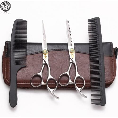 Suit 6.0" 17.5cm Purple Dragon Hairdressing Scissors Z1115 Cutting Scissors Thinning Shears Professional Hair Scissors Add Combs