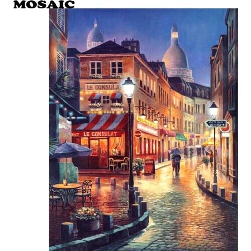 Full Diamond Embroidery 3D diy Diamond Painting Cross Stitch City Street Night Landscape 5d Diamond Mosaic Rhinestone mazayka