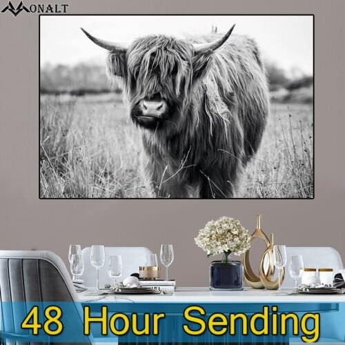 Canvas Poster Animal Black and White Cattle Decorative Picture Canvas Painting for Living Room Hoom Decor Poster and Prints