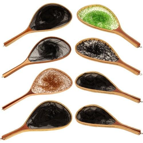 Stream dip net fragrant wood handle large mesh small mesh fly fly Yamaha white strip to prevent fish injury