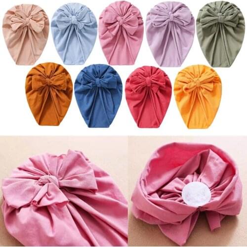Cute Cotton Blend Hair Bow Knot Kids Baby Turban Hat Big Ear Knot Toddler Beanie Caps Headwraps Birthday Gift Photography Proops