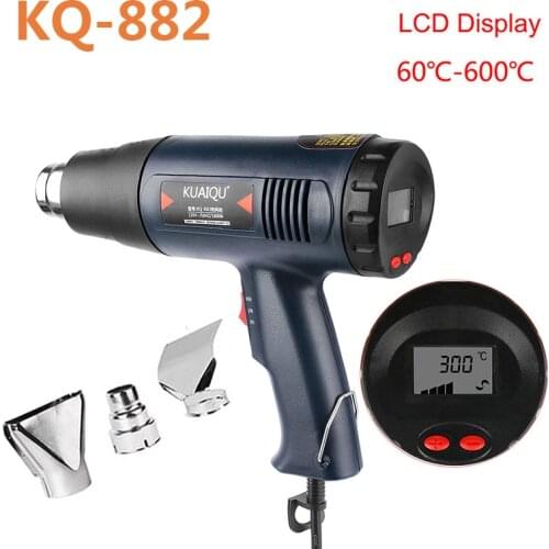 Professional Electric Hot Air Gun Adjustable Temperature-controlled Building Hair dryer Heat gun Soldering Tools + 3 Nozzle