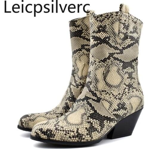 Womens Boots Autumn And Winter New fashion Round head zipper Color matching mid heel Middle tube Womens shoes plus size 34-48