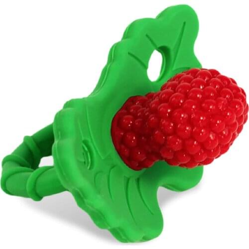 Silicone Baby Teether Toy Soothe Babies Sore Gums Infant Teething Toy Teething Relief Pacifier Fruit Shape Red