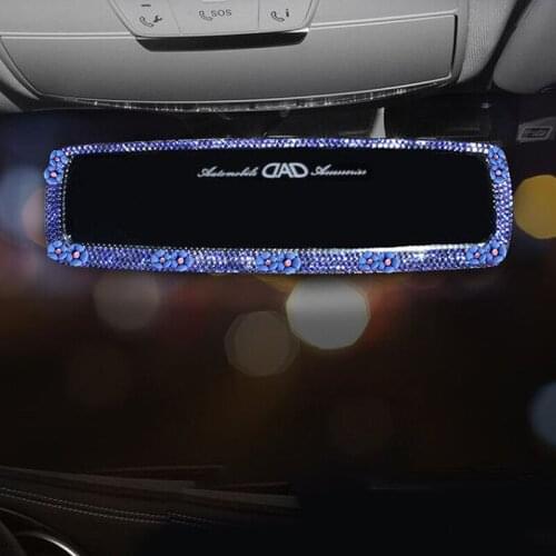 Rhinestone Car Rearview Mirror Decor Charm Crystal Flowers Rear View Mirror Cover Ornament Car Assessoires Interior for Women