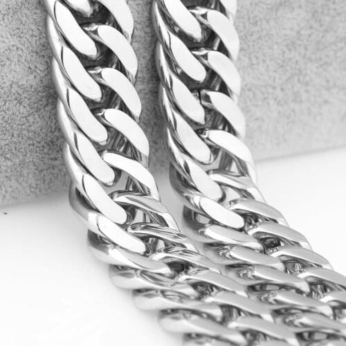Heavy 18mm 22mm Wide Double Curb Cuban Link Chain For Mens Necklace Or Bracelet Jewelry 8"-40" Stainless Steel Chain