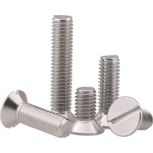 M3 M4 M5 Slotted Countersunk Screws 304 A2 Stainless Steel GB68 Flat Head Slotted Machine Screws Bolts Length 5mm-30mm