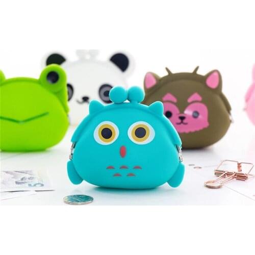 Women Cute Coin Bags For Women Animal Design Coin Wallets Panda Cat Bear Mini Pouch Key Bag Change Silicone Wallet Purses